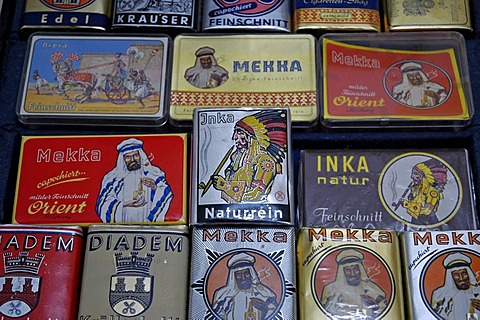 Tabacco cases, tabacco factory, Westphalian Open-Air Museum Hagen, Road of Industry Culture, North Rhine-Westphalia, Germany