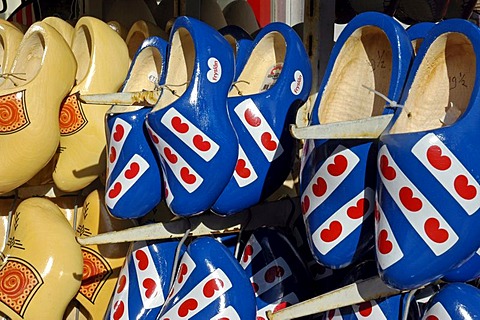 Clogs with the frisian coat of arms, Harlingen, Frisia, Netherlands