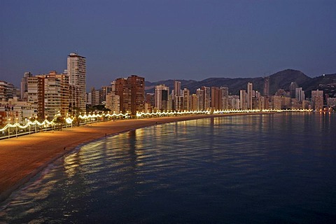 Evening mood, Playa de Levante, Benidorm, Costa Blanca, Spain