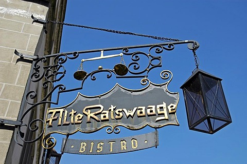 Sign, Ratskeller, Lemgo, North Rhine-Westphalia, Germany