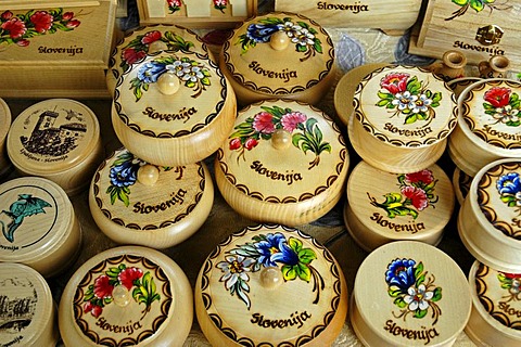 Painted wooden boxes, souvenirs from Slovenia