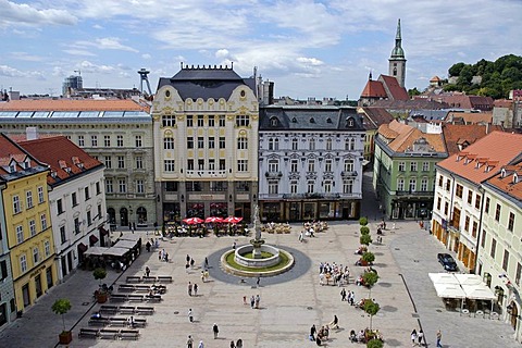 Main square, Hlavne namestie with Roland Fountain, Bratislava, Slovakia