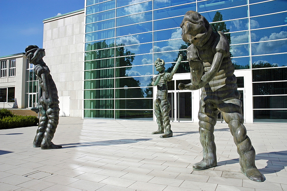 Sculptures, Grosse Geister, big ghosts, by Thomas Schuette, in front of the Philharmonics building, Essen, North Rhine-Westphalia, Germany
