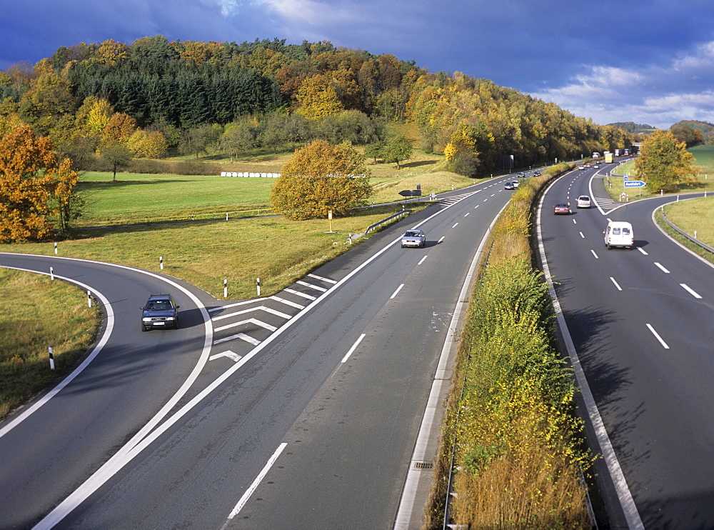 View onto the autobahn, motorway in Germany