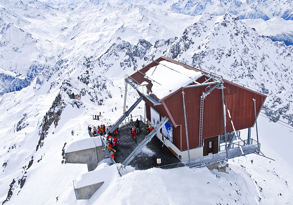 Mountain station on the Mont Fort (3328 meters), in 4 Vallees region, Valais, Switzerland