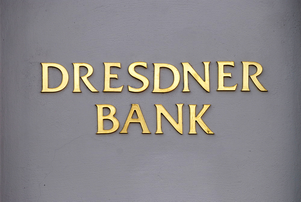 Dresdner Bank, written in golden letters