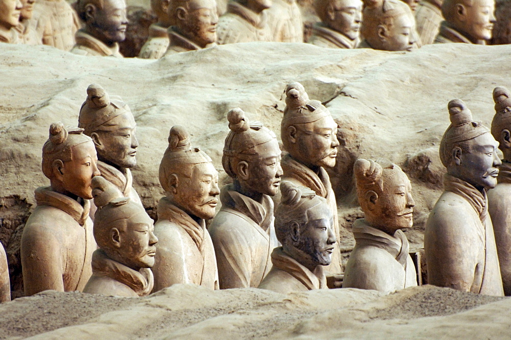 Terracotta warriors, Terracotta Army in the Mausoleum of the First Qin Emperor near Xi'an, Shaanxi Province, China, East Asia