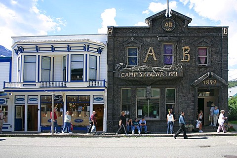 Historical wooden buildings in the gold rush town of Skagway Alaska USA