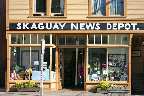 Historical wooden buildings in the gold rush town of Skagway Alaska USA