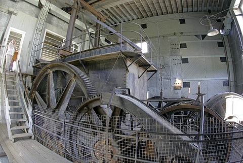 Machines in the interior of the Gold Dredge #4 Dawson Yukon Territory Canada