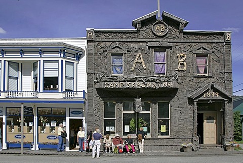 Historical wooden buildings in the gold rush town of Skagway Alaska USA