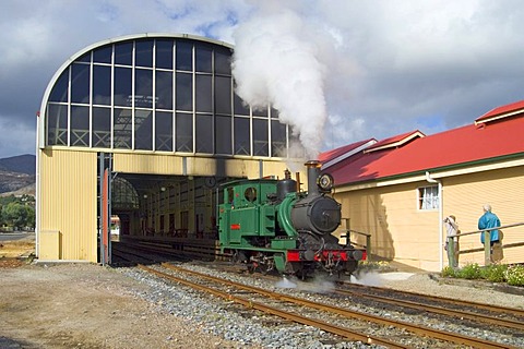 Steam engine of ABT railway in Queenstown Tasmania Australia
