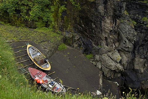 Harbour of the village Gjogv Faeroe Islands