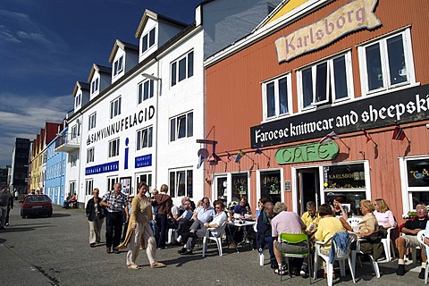 Row of old houses in the harbour of Thorshavn Faeroe Islands