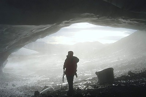In the icecave at the west slope of the mountain Hrafntinnusker Iceland