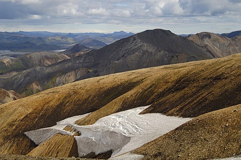 The Rhyolith mountains of Landmannalaugar with the mountain Blahnukur Iceland