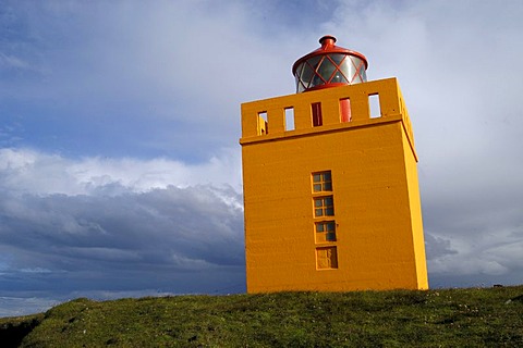 Lighthouse at the volcano Rauï£¿inupur Melrakkasletta peninsula Iceland