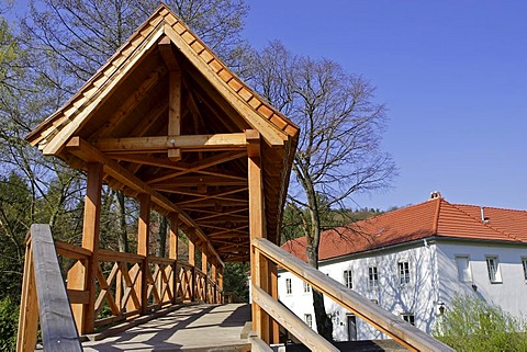 Wooden bridge in Heiligenkreuz Lower Austria Austria