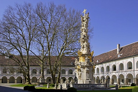 Baroque column in courtyard of monastery of Heiligenkreuz Lower Austria Austria