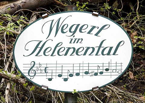 A sign which refers to a popular song about the path in the Helenen valley Baden Lower Austria