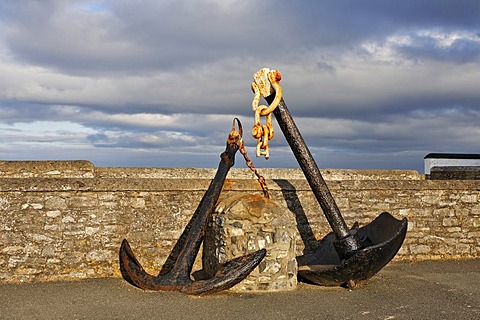 Old anchors at the lighthouse of HookÂ¥s Head which is dating back to the 13.th century, County Wexford, Ireland