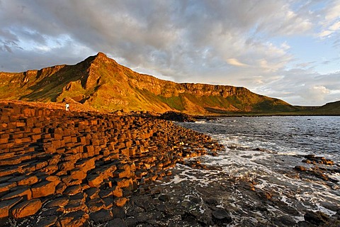 Sunset at the basalt columns of the GiantÂ¥s Causeway, Londonderry, North Ireland