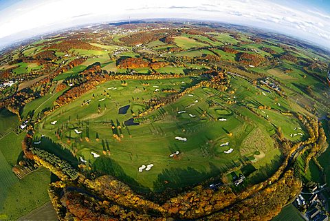 Aerial picture, Velbert Gut Kuhlendahl golfclub, Neviges, Velbert, Ruhr area, North Rhine-Westphalia, Germany, Europe