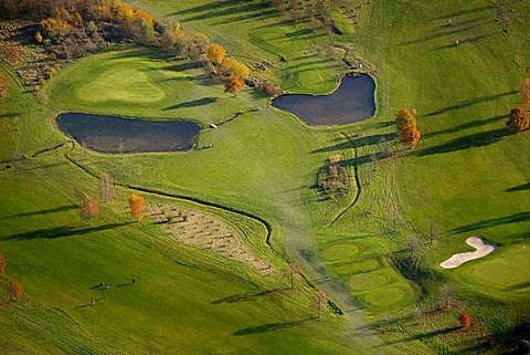 Aerial picture, Velbert Gut Kuhlendahl golfclub, Neviges, Velbert, Ruhr area, North Rhine-Westphalia, Germany, Europe