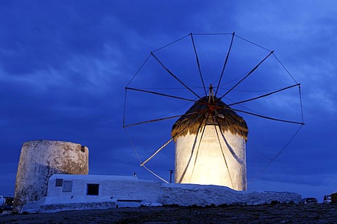 The windmills, landmark of Myconos, Greece