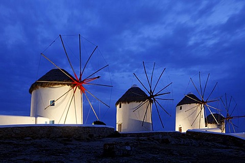 The windmills, landmark of Myconos, Greece