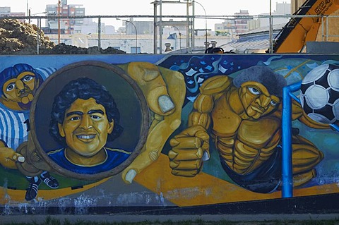 Mural depicting Diego Maradonna, in the harbour area of La Boca, Buenos Aires, Argentina.