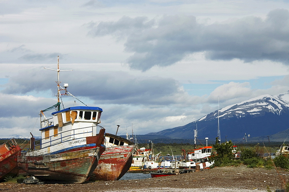 Ship wrecks, Ultima Esperanza Bay Puerto Natales, Chile