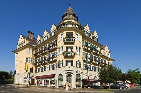 Classic building of the architectural style of Lake Woerthersee in Velden, Carinthia, Austria, Europe