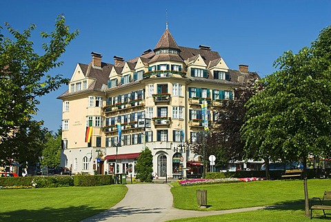 Classic building of the architectural style of Lake Woerthersee in Velden, Carinthia, Austria, Europe