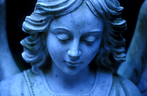 Cemetery with statue of an angel