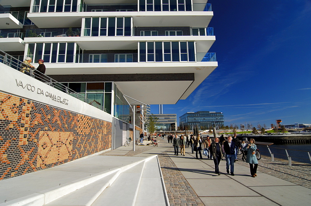 Modern office and residential buildings at Kaiserkai in Hamburg Hafencity, Germany