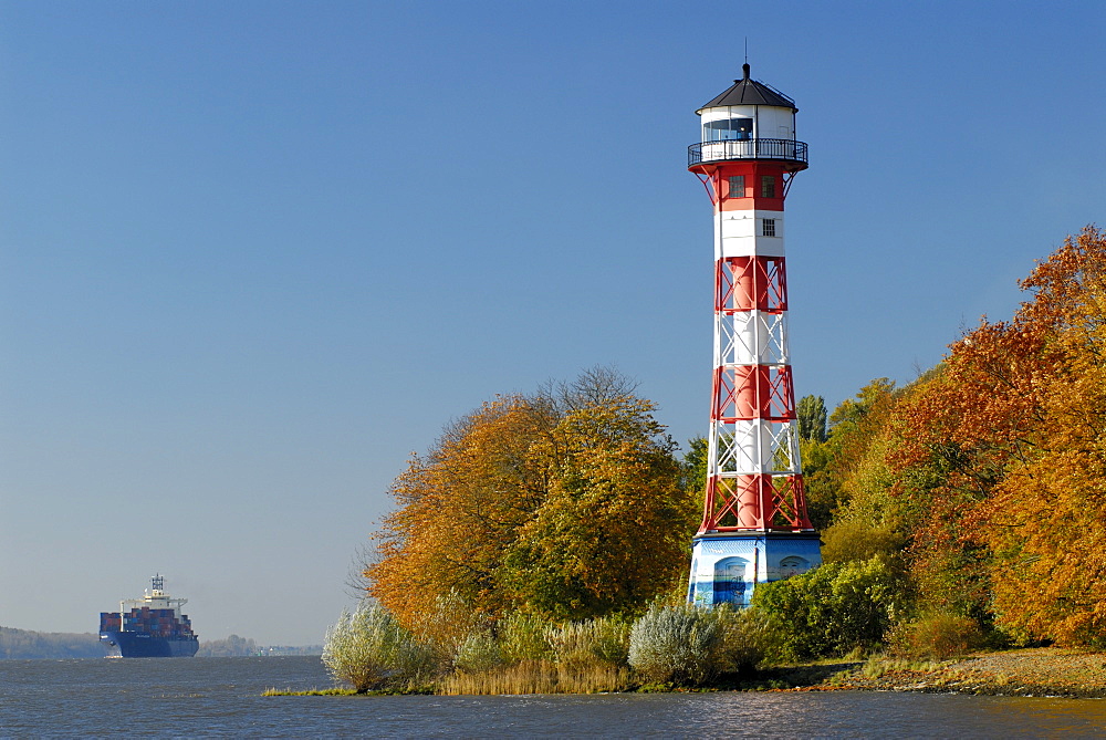 Lighthouse Wittenbergen at the river Elbe in Rissen, Hamburg, Germany