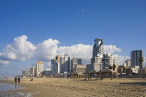 Hotels and high-rise buildings along the beach, Tel Aviv, Israel, Middle East