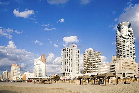 Hotels along the Tel Aviv beach, Israel, Middle East