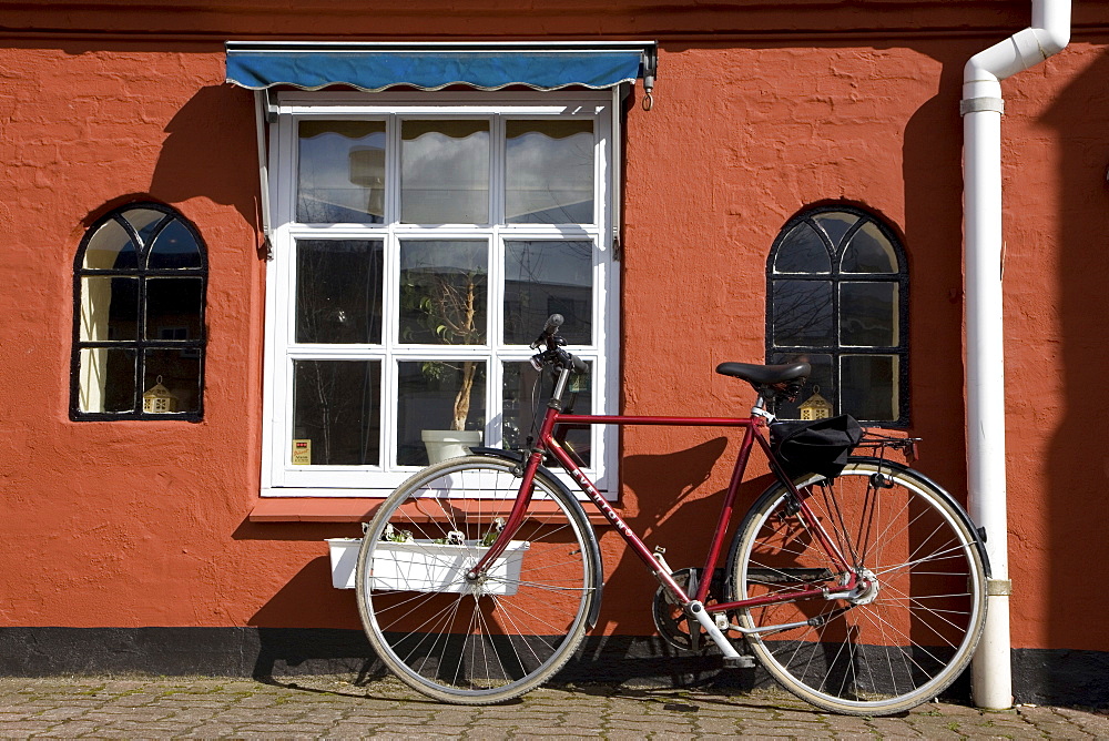 Bicycle in front of a pub in Denmark