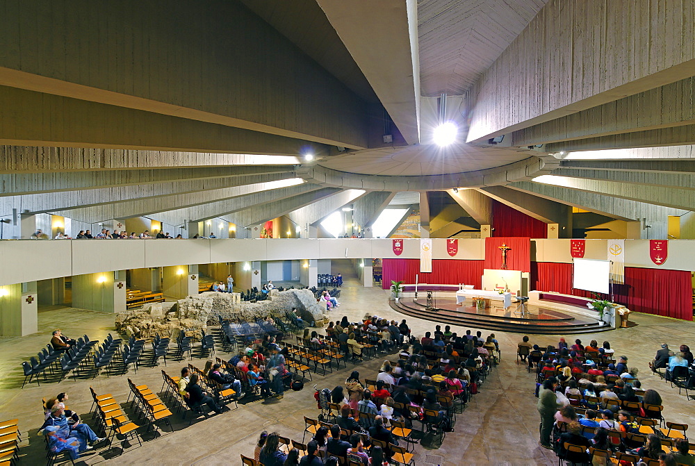 Interior, Madonna delle Lacrime Church, pilgrimage site in Syracuse, Sicily, Italy