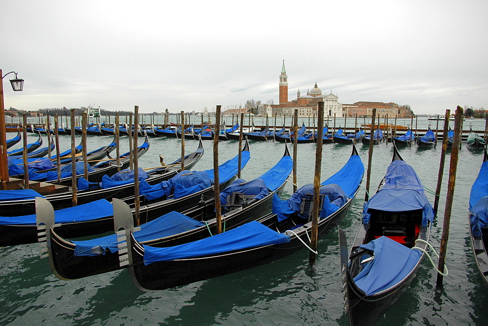 Gondolas at St Mark's Square, Venice, Venetia, Italy, Europe