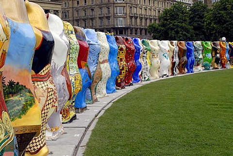 United Buddy Bears, bear parade, Schlossplatz, Stuttgart, Baden-Wuerttemberg, Germany, Europe