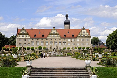 Castle with castle gardens, Renaissance, Hohenlohe, Main Tauber Kreis, Weikersheim, Baden-Wuerttemberg, Germany, Europe