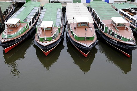 Launches for a harbour tour, near the boarding bridges, Hamburg, Germany, Europe