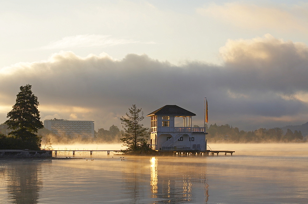 Boathouse at Woerthersee lake near Poertschach, Carinthia, Austria