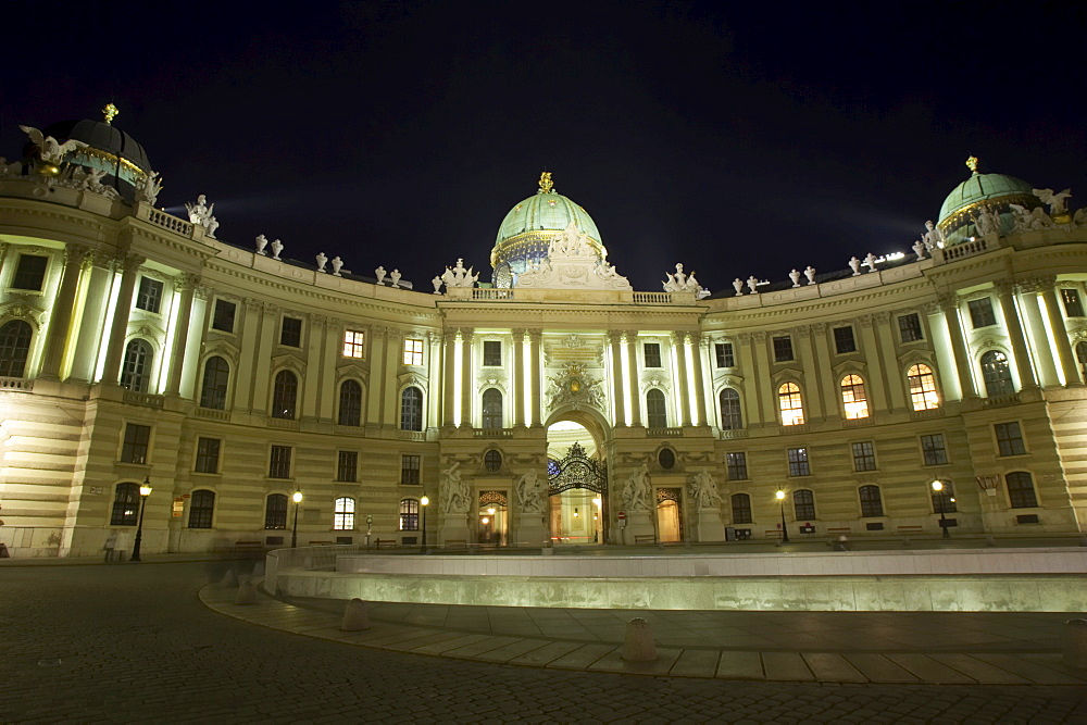 Michaelertor, Michaelerplatz Square at night, Vienna, Austria, Europe