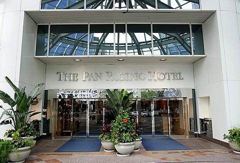 Entrance of the Pan Pacific hotel in Vancouver, British Columbia, Canada