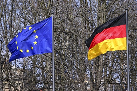 Flags of Europe and Germany together, Germany, Europe