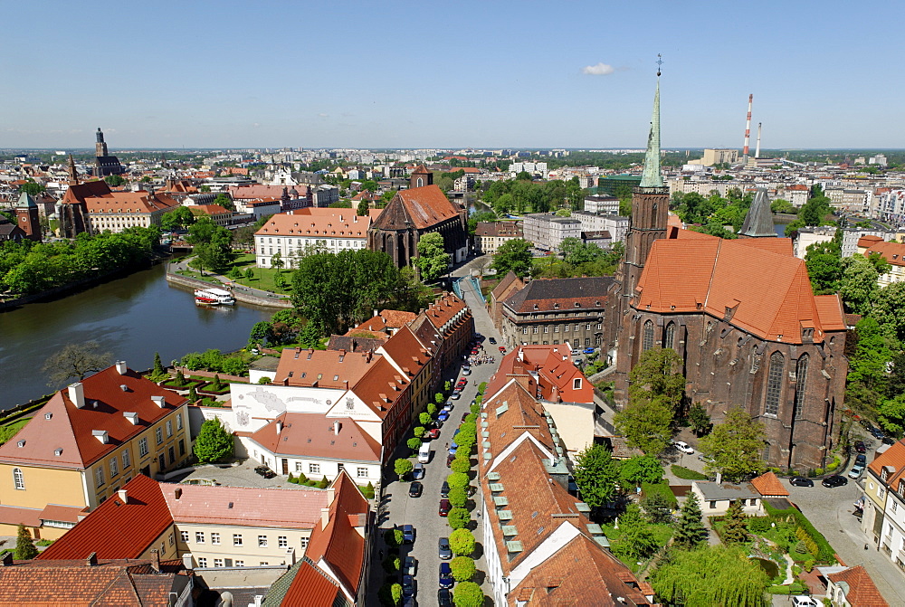 View of Wroclaw from the cathedral, Wroclaw, Silesia, Poland, Europe